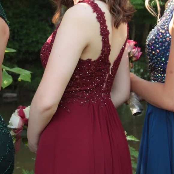 Burgundy Prom Dress - Picture 4 of 5